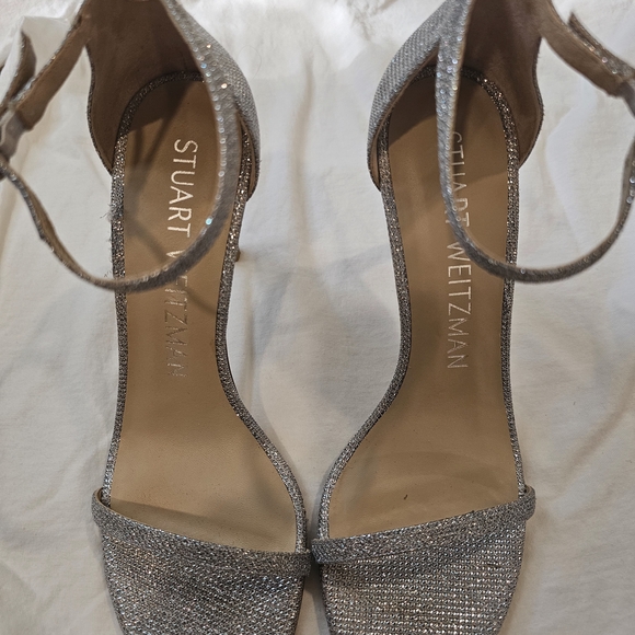 Stuart Weitzman Silver Women's Heels Size 7 1/5 - Picture 1 of 4